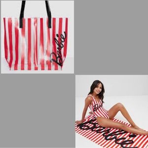 Barbie x misguided beach towel and bag